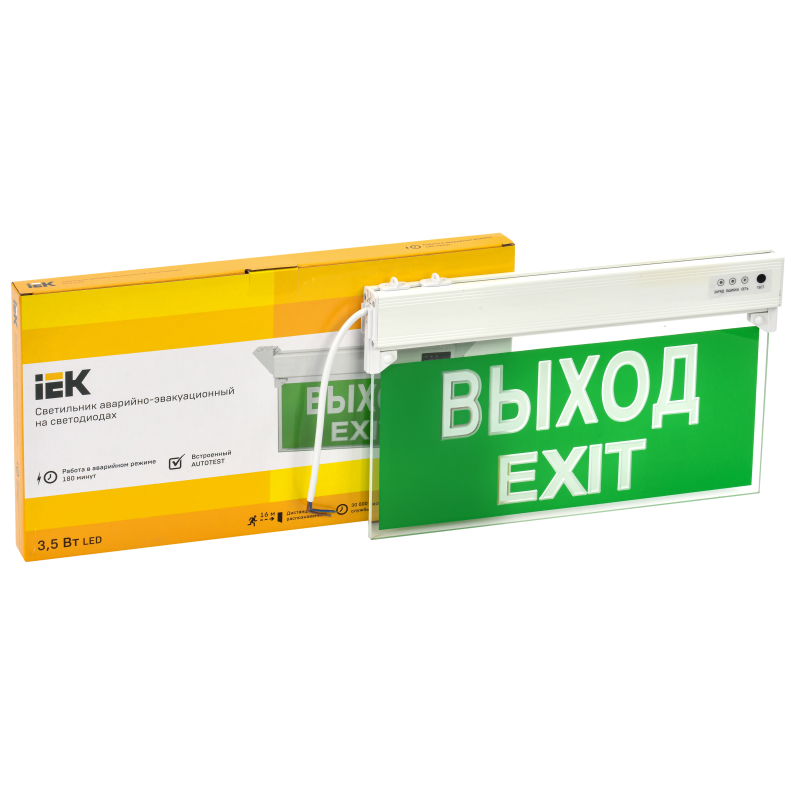 Светильник аварийно-эвакуационный светодиодный сса 2101 односторонний 3ч 3Вт ip20 "Вихід-eXIT" иек