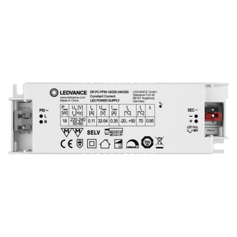 LED драйвер 10x1 18W 220-240V вихідна 32-54V 350mA DIM IP20 [4058075239838] DR PC-PFM Osram