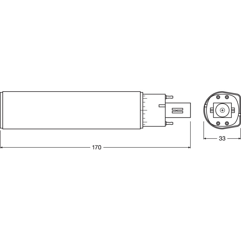 Лампа LED 10W 220V 990lm 3000K G24q-3 169.8х33mm прямая [4058075822016] LEDVANCE DULUX LED D/E HF