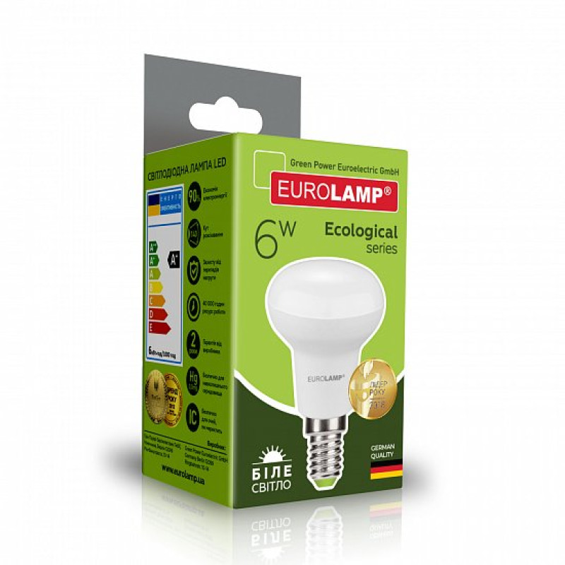 Лампа светодиодная 6W 220V 480lm 4000K Е14 50х88mm гриб [4260484996510] LED-R50-06144(P) EUROLAMP