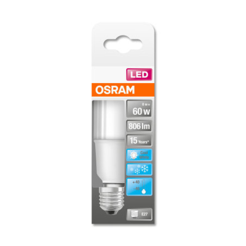 Лампа світлодіодна 8W 116mm 220V 806lm 4000K E27 116х36mm пряма [4058075059177] LED STAR STICK OSRAM