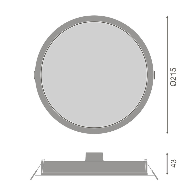 Вбудований LED світильник 24W 220V 2400lm 4000K ⌀215mm IP44 білий [4058075703223] Ledvance Downlight