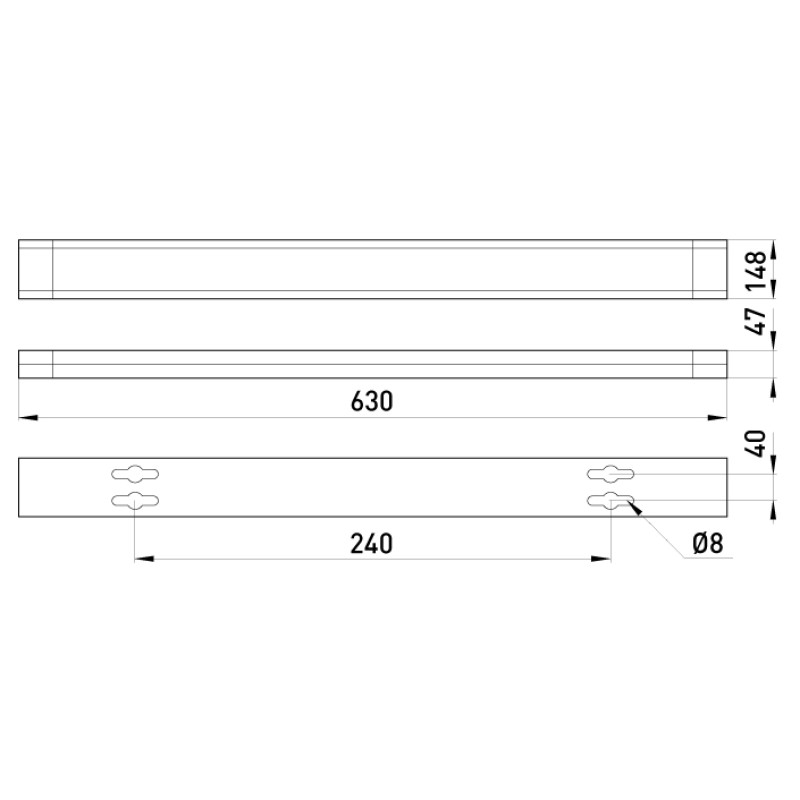 Світильник люмінесцентний лінійний 36W 220V 2xG13/T8 630x148x47mm IP20 ЕПРА [l001022] E.NEXT e.lum.99004.2.20