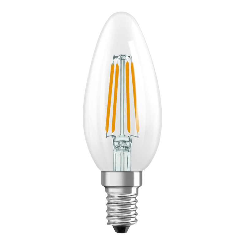 Лампа филаментная 3,4W 230V 470lm 2700K E14 DIM 35x100mm свеча [4099854445712] LED CL B40 FIL OSRAM