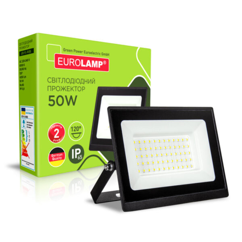 Прожектор LED 50W 230V 4250 6500K IP65 141x28x106mm [4262380663381] LED-FL-50(B) EUROLAMP