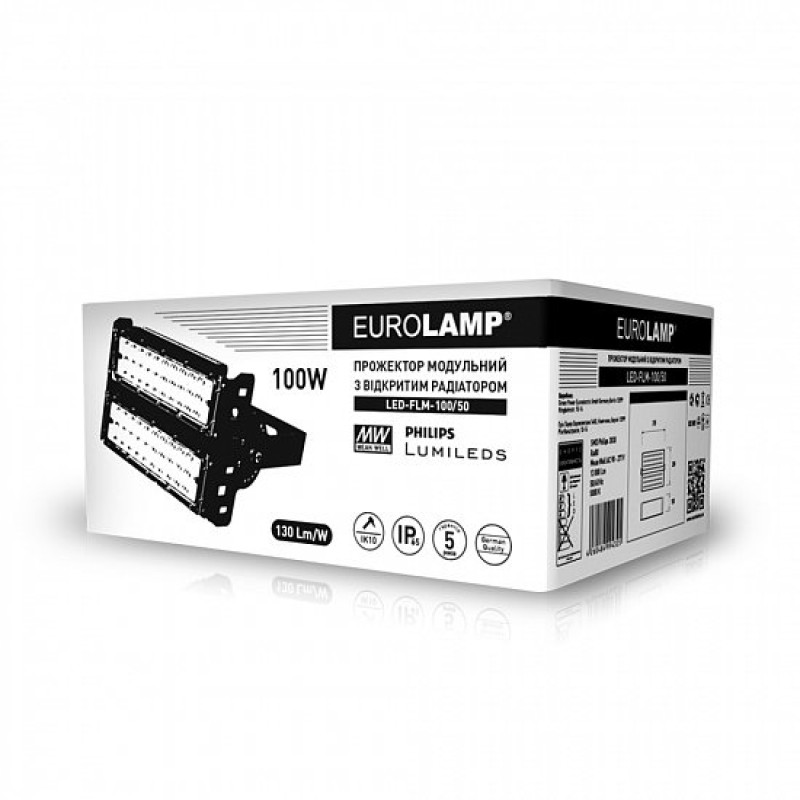 Прожектор LED с радиатором 100W 220V 13000lm 5000K IP65 315х238mm [4260484994325] LED-FLM-100/50 EUROLAMP