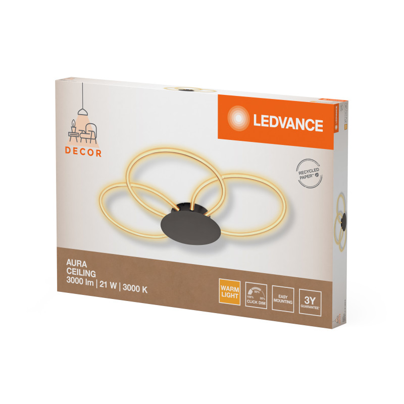 LED Светильник накладной 21W 220V 2200lm 3000K 913x615x75mm DIM [4058075842021] Ledvance DECOR AURA CEILING