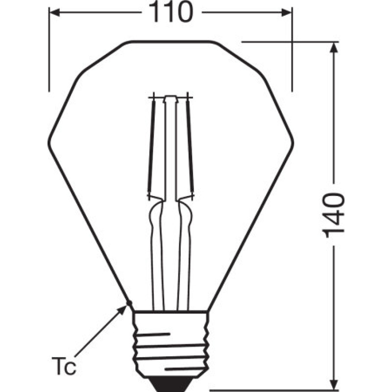 Лампа светодиодная винтажная 4.5W 220V 470lm 2500K E27 110x142mm филаментная [4058075091955] OSRAM Vintage1906