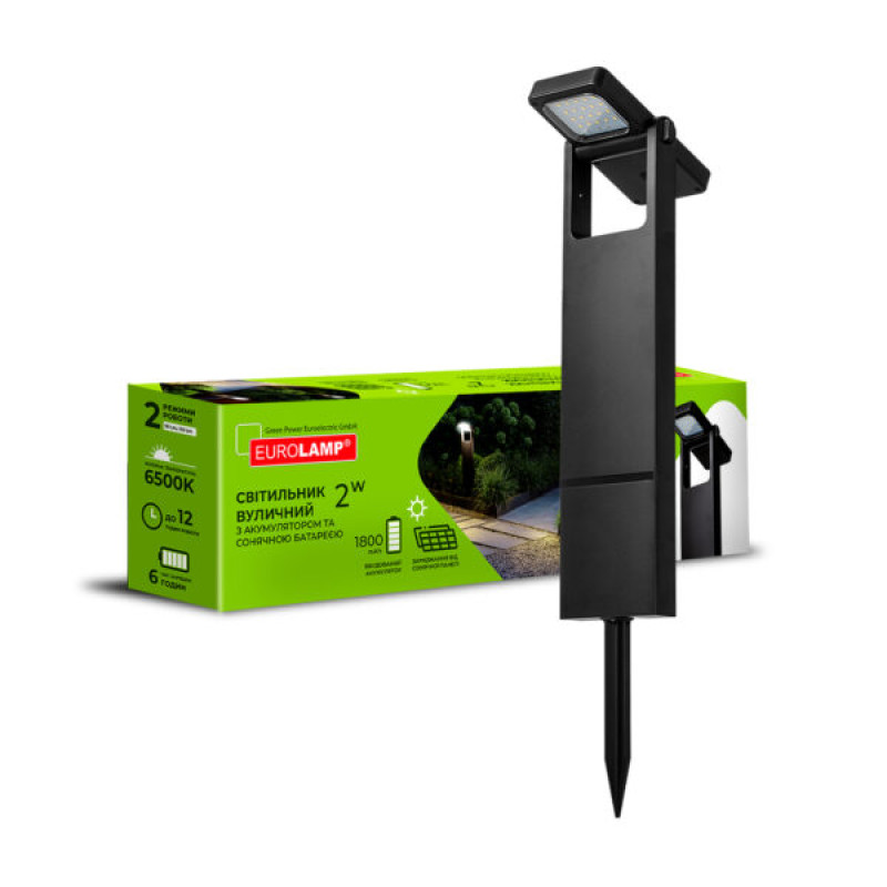 LED Светильник уличный 2W 5V 150lm 6500K IP54 1800mAh солнечная батарея [4262380667181] LED-2W/6500K(S2) EUROLAMP