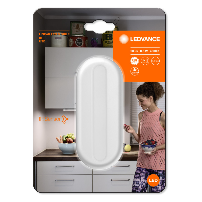 Светильник 0.5W 3.7-5V 20lm 4000K 330-500mAh 116х44х11mm [4058075399747] LEDVANCE LINEARLED MOBILE IR