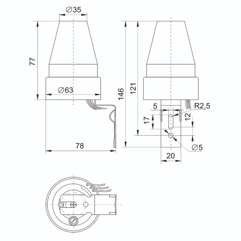 Фотореле 6А IP44 сірий [LFR20-601-2200-003] ФР-601 УЕК