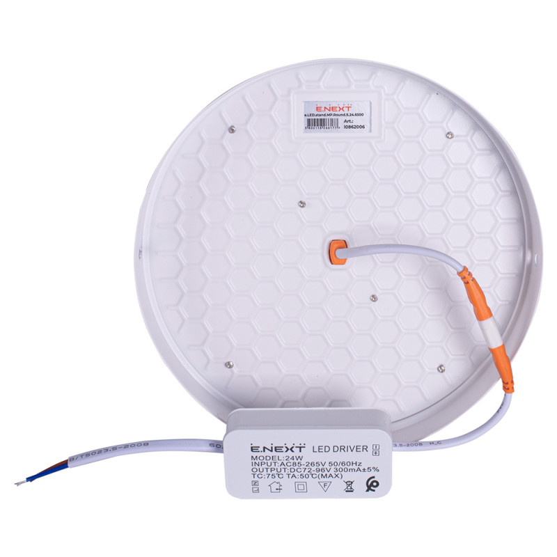 Накладной LED светильник 24W 230V 2160lm 6500K ⌀170x38mm IP20 белый [l0862006] E.NEXT e.LED.stand.MP.Round.S.24.6500