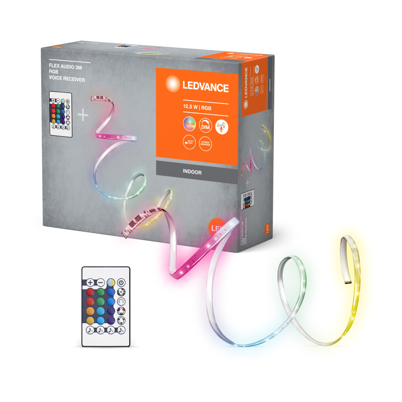 Audio LED лента с пультом и аккумулятором RGB 12.5W 220V IP20 DIM [4099854095382] 3000х3х10mm LEDVANCE