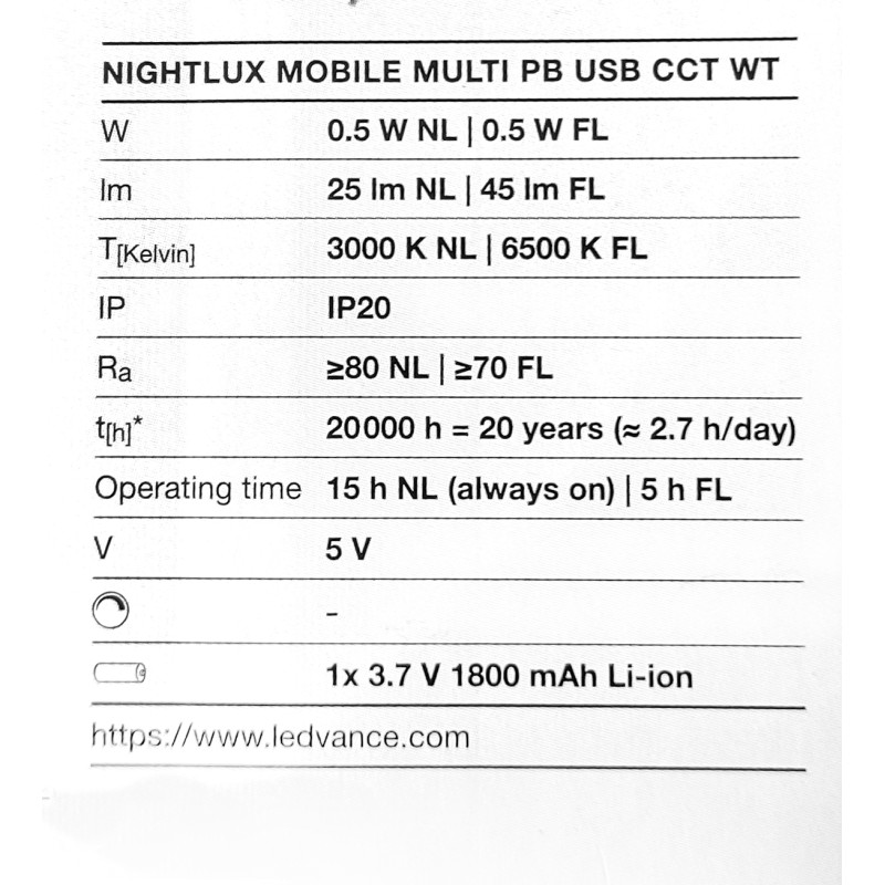 Лампа-фонарь POWERBANK 0.50W 5V 45lm 3000-4000K 45.7х148x46mm [4099854530913] Osram NIGHTLUX LANTERN