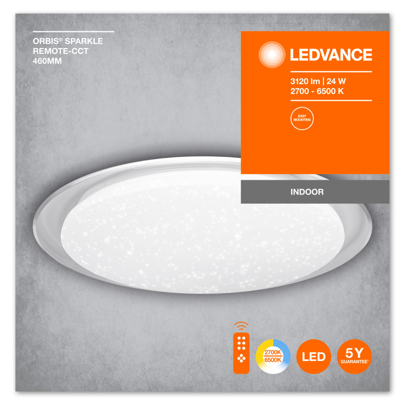 Светильник накладной светодиодный ORBIS Sparkle 28W 220V 2000lm 2800-6000K DIM [4058075633179] 500х91х500mm ledvance