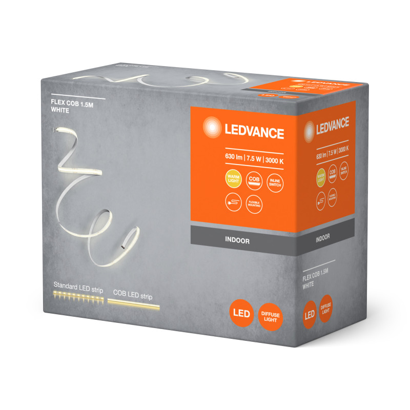 Світлодіодна стрічка 7.5W 220V 630lm 3000K IP20 1500х1.6х8mm [4099854095245] LEDVANCE Cob Strips White