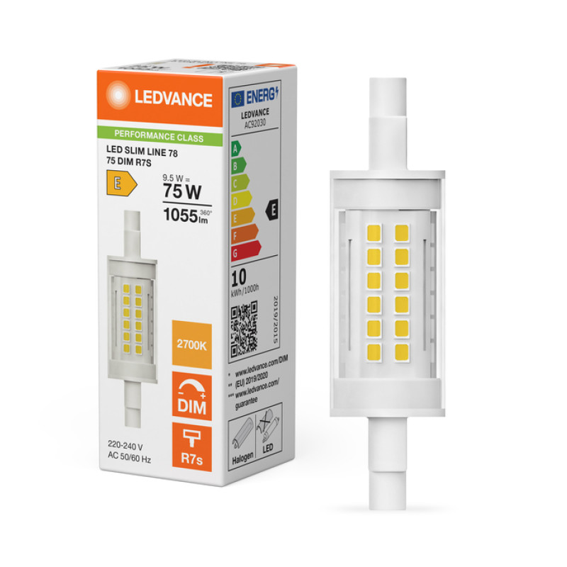 Лампа світлодіодна 9,5W 230V 1055lm 2700K R7s 20x78mm DIM кукурудза [4099854503504] LED Slim Ledvance