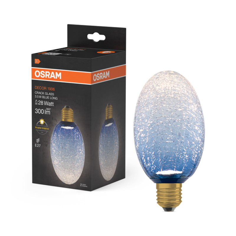 Лампа LED 3,5W 230V 300lm 2700K E27 90x175mm [4099854608568] Flat Décor Long Blue Osram