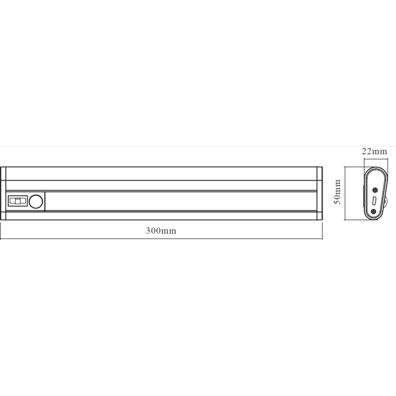 Світильник 1.50W 5V 98lm 4000K 300х22х50mm [4058075260467] Ledvance LINEARLED MOBILE USB 300 на акумуляторі