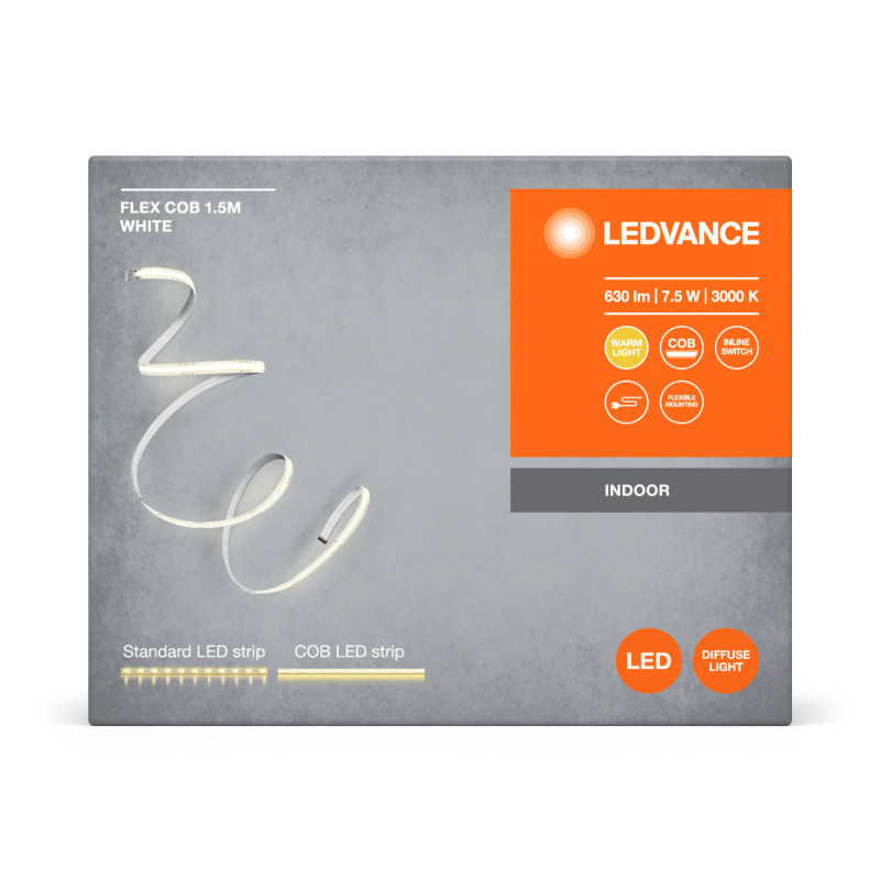 Світлодіодна стрічка 7.5W 220V 630lm 3000K IP20 1500х1.6х8mm [4099854095245] LEDVANCE Cob Strips White
