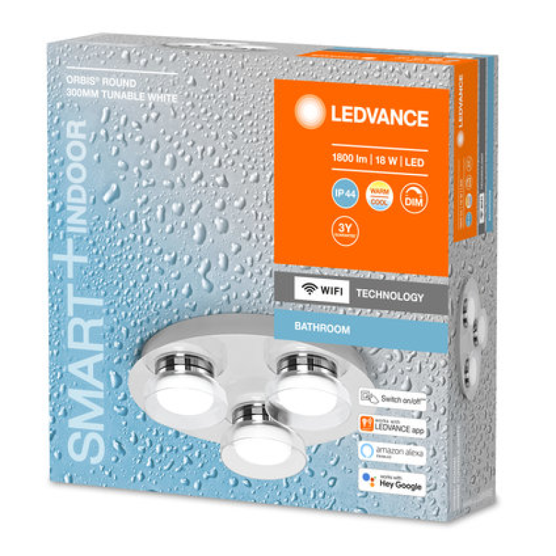 SMART светильник 18W 220V 1800lm 3000-6500K TW WIFI 300х78х300mm [4058075573741] Ledvance ORBIS WALL ROUND DIM