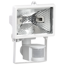 Прожектор галогенный 150W 230V Rx7s IP54 110x140x210mm с датчиком движения белый [LPI02-1-0150-K01] УЕК ИО150Д
