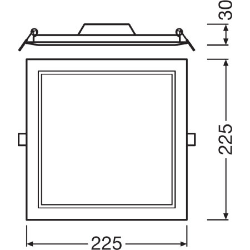 Встраиваемый LED светильник 18W 220V 1530lm 6500K 225x225x30mm IP20 белый [4058075079373] Ledvance DL Slim SQ210
