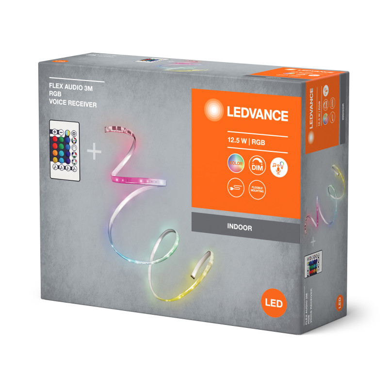Audio LED лента с пультом и аккумулятором RGB 12.5W 220V IP20 DIM [4099854095382] 3000х3х10mm LEDVANCE