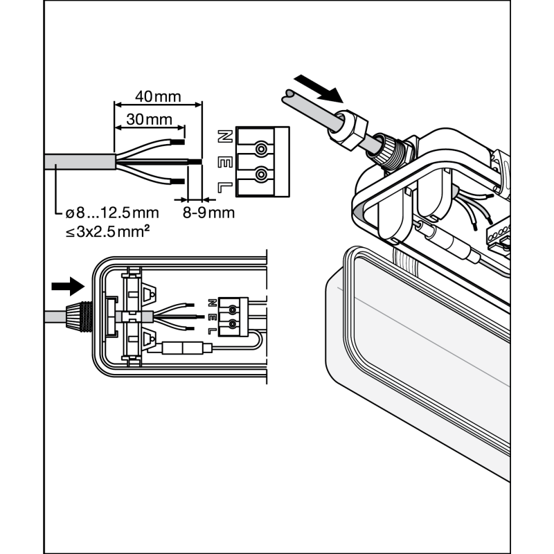 Светильник LED линейный 220V G13 675x65x70mm IP65 [4099854118050] Ledvance DP Housing