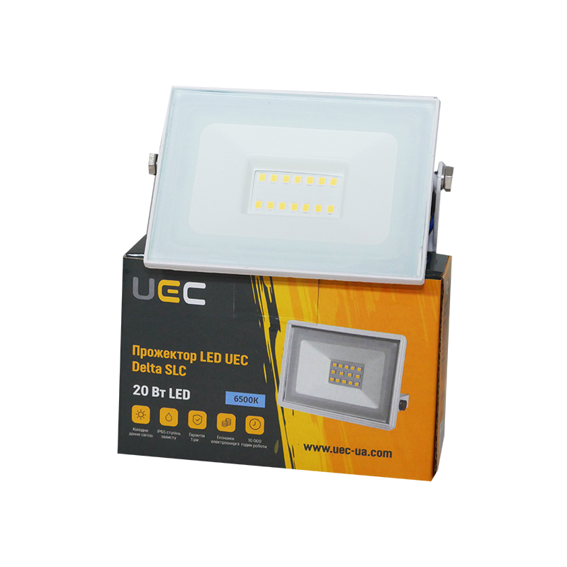 Прожектор LED 20W 230V 1600lm 6500K 103x82x30mm білий [SLC-20-IP65-0-W] Delta SLC UEC