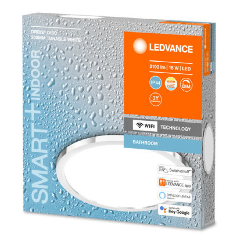 SMART светильник настенный 18W 220V 2100lm 3000-6500K TW WIFI 300х47х300mm [4058075573598] Ledvance ORBIS DISC