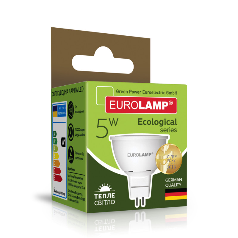 Лампа світлодіодна 5W 220V 420lm 3000K GU5.3 50х54mm рефлекторна [4260484996558] LED-SMD-05533(P) EUROLAMP