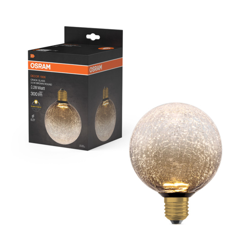Лампа LED 3,5W 230V 300lm 2700K E27 125x160mm [4099854608445] Flat Décor Round Brown Osram