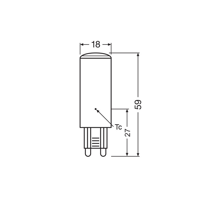 Лампа светодиодная 4,4W 230V 600lm 2700K G9 DIM 18x59mm капсула [4099854247583] Osram PIN