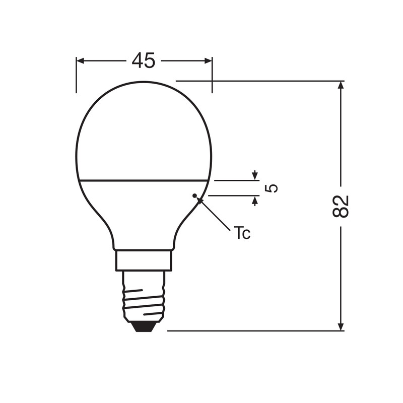 Лампа светодиодная 4,9W 230V 470lm 3000K E14 45x82mm шар [4058075630376] LED VALUE CL P40 OSRAM