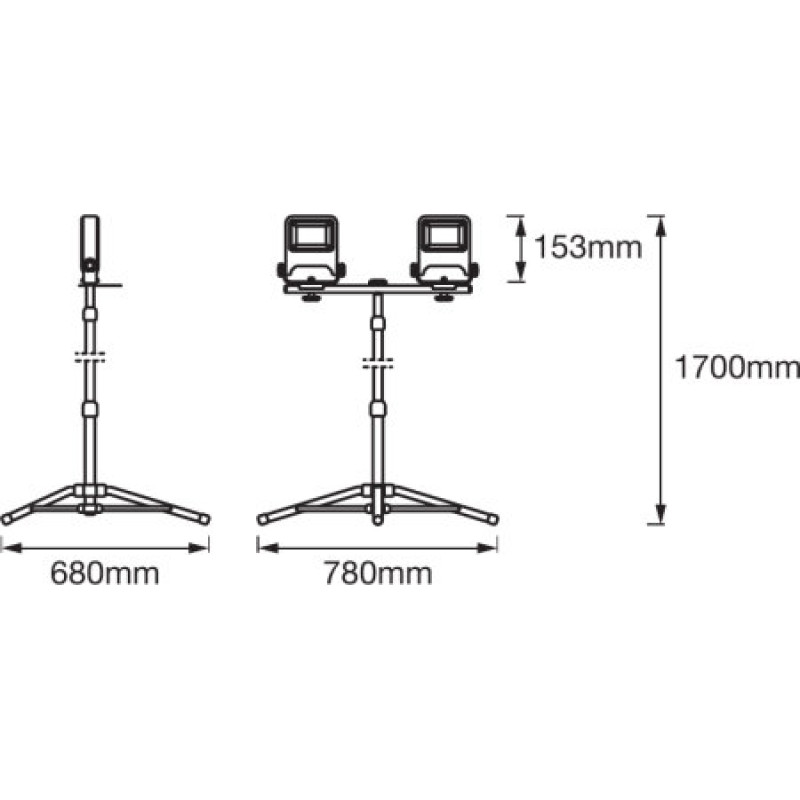 Прожектор LED 2x20W 230V 3400lm 4000K 1700x780x680mm IP65 со штативом [4099854572173] Osram Worklight Tripod