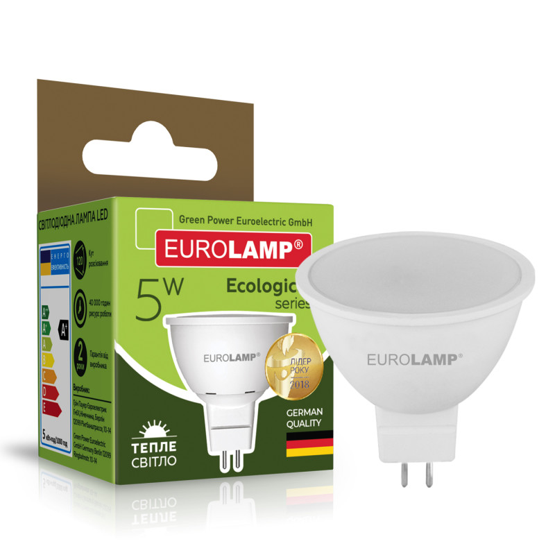 Лампа світлодіодна 5W 220V 420lm 3000K GU5.3 50х54mm рефлекторна [4260484996558] LED-SMD-05533(P) EUROLAMP