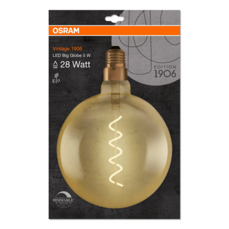 Лампа светодиодная винтажная 5W 220V 300lm 2000K E27 DIM 200x283mm [4058075269729] OSRAM Vintage 1906