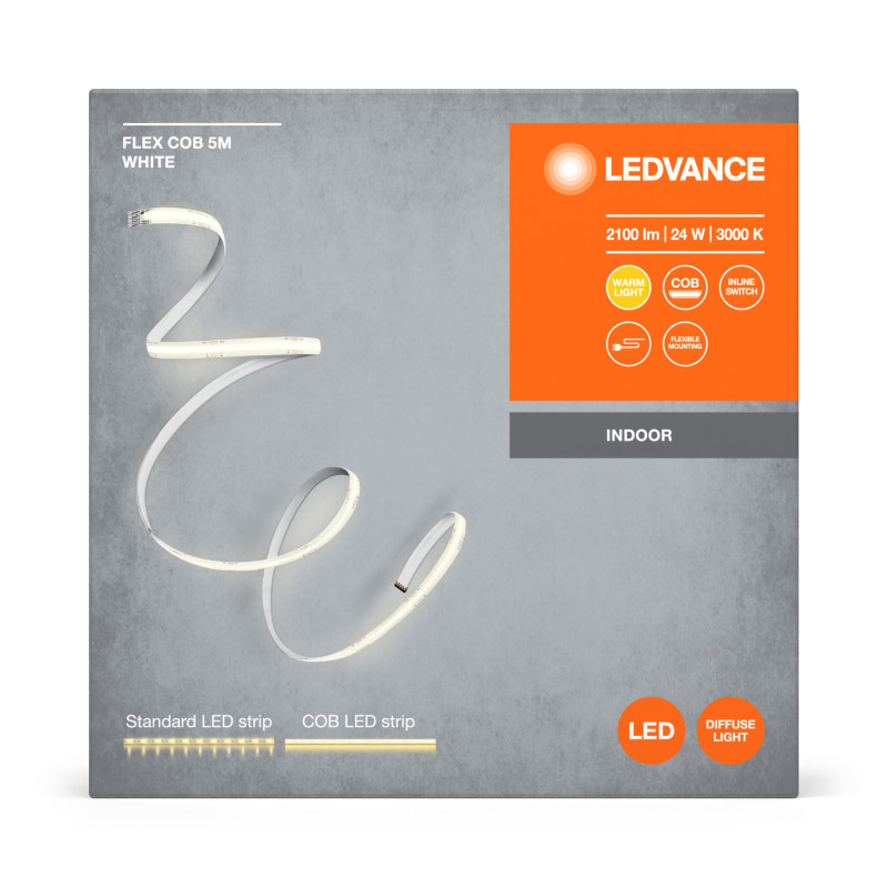 Светодиодная лента 24W 220V 2100lm 3000K IP20 5000х1.6х8mm [4099854095269] LEDVANCE Cob Strips White