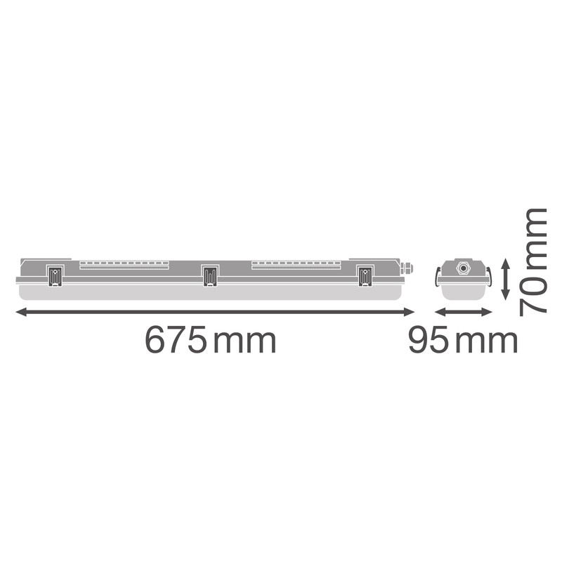 Светильник LED линейный 220V 2xG13 675x95x70mm IP65 [4099854118074] Ledvance DP Housing
