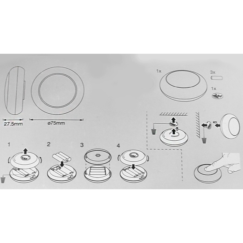 Ночник 0.2W 4.5V 2lm RGB 3х1.5AAA 27.5x75mm [4058075575615] Ledvance DOT-IT NURSERY TOUCH Click