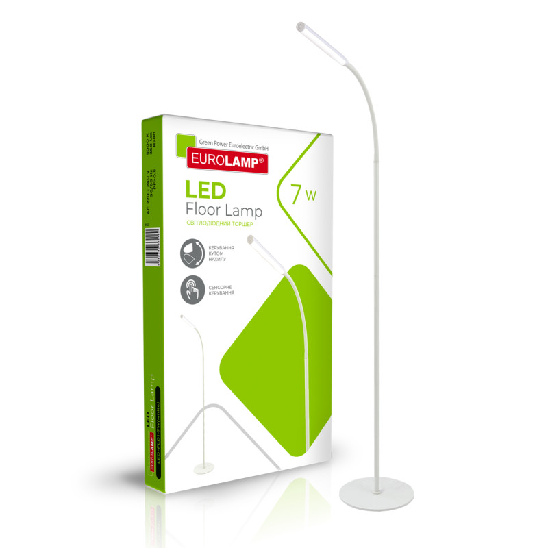 LED Светильник торшер 7W 220V 360lm 5000K 23,3x1656mm DIM белый [4262380662162] EUROLAMP LED-FLD1-7W(white)