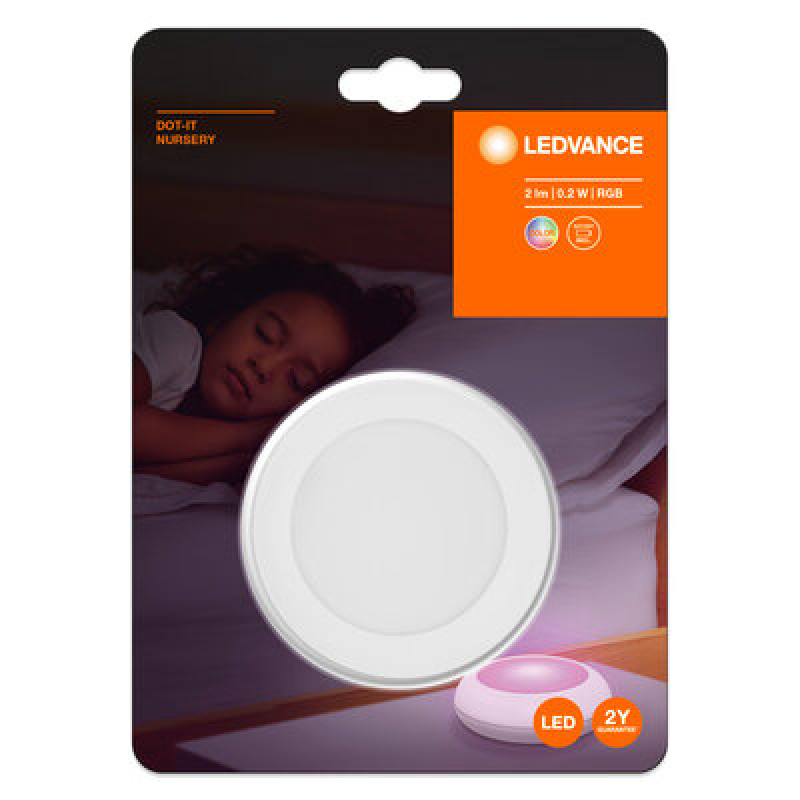 Ночник 0.2W 4.5V 2lm RGB 3х1.5AAA 27.5x75mm [4058075575615] Ledvance DOT-IT NURSERY TOUCH Click