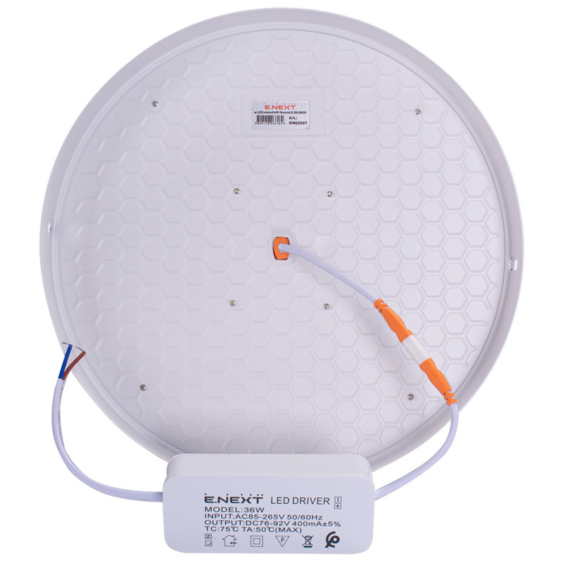 Накладной LED светильник 36W 230V 3240lm 6500K ⌀220x38mm IP20 белый [l0862007] E.NEXT e.LED.stand.MP.Round.S.36.6500