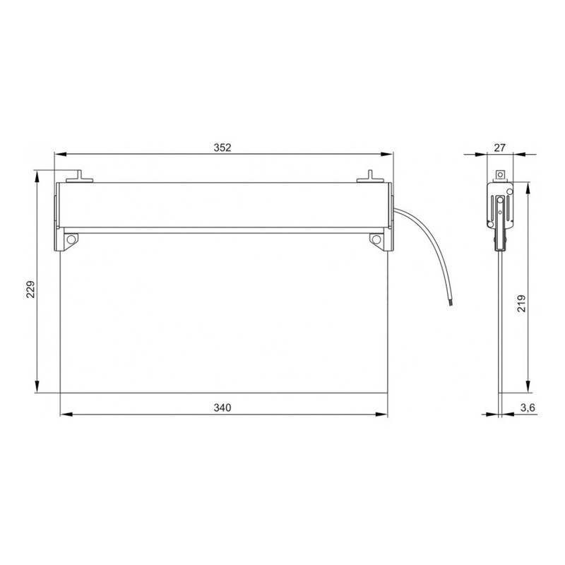 LED Светильник аварийный 3W 230V 60lm 6500K 3часа NiCd 352x27x229mm IP20 направо [LSSA0-2103-3-20-K03] УЕК ССА 2103
