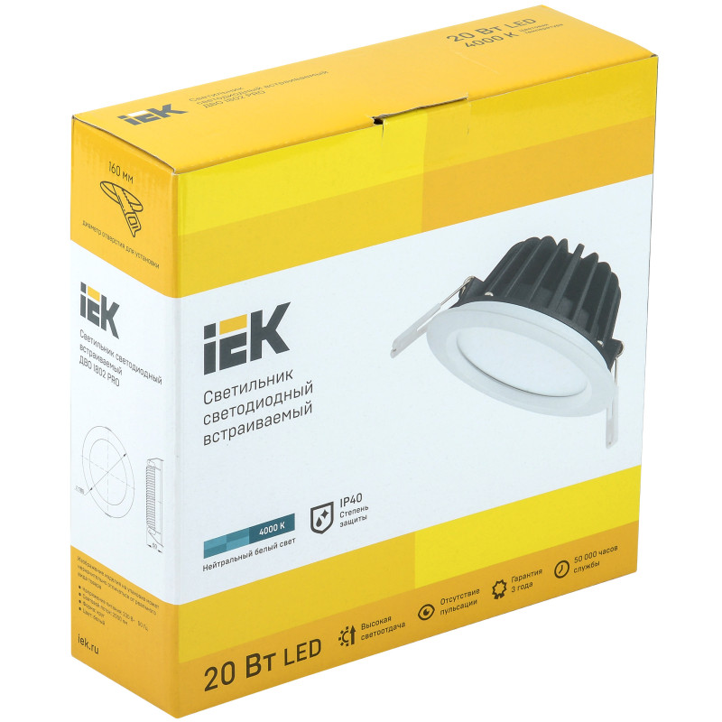 Світильник LED ДВО 1802 PRO біле коло 20Вт 4000K IP40 IEK