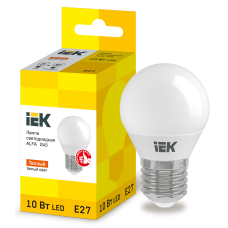 Лампа светодиодная 10W 220V 900lm 3000К E27 82x45mm шар [LLA-G45-10-230-30-E27] alfa G45 УЕК