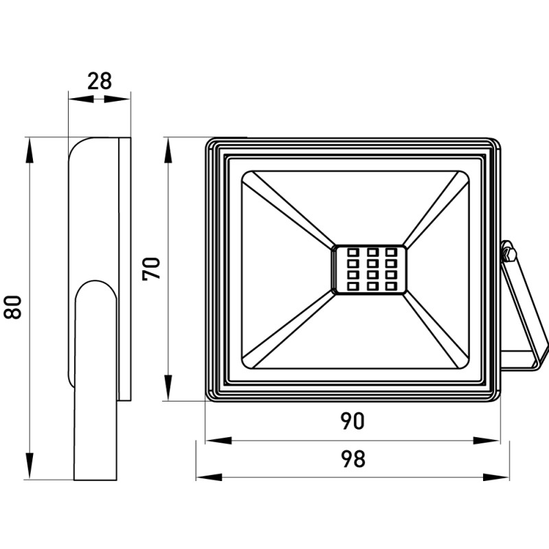 Прожектор LED 10W 220V 800lm 6000K IP65 90x28x70mm [l0790001] E.NEXT e.LED.flood.stand.10.6000