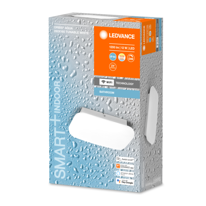SMART світильник 12W 220V 1200lm 3000-6500K TW WIFI 280х94х160mm [4058075574359] Ledvance ORBIS WALL AQUA DIM