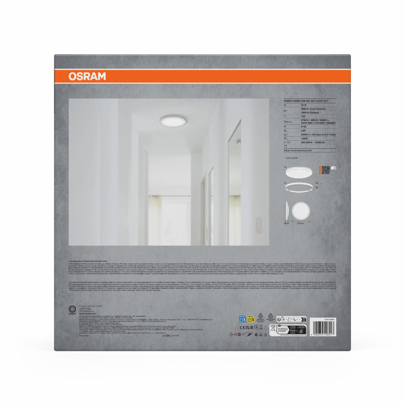 Светильник накладной светодиодный ORBIS CCT 24W 230V 1800lm 2700-6500K 410х80х410mm DIM [4099854446917] Osram